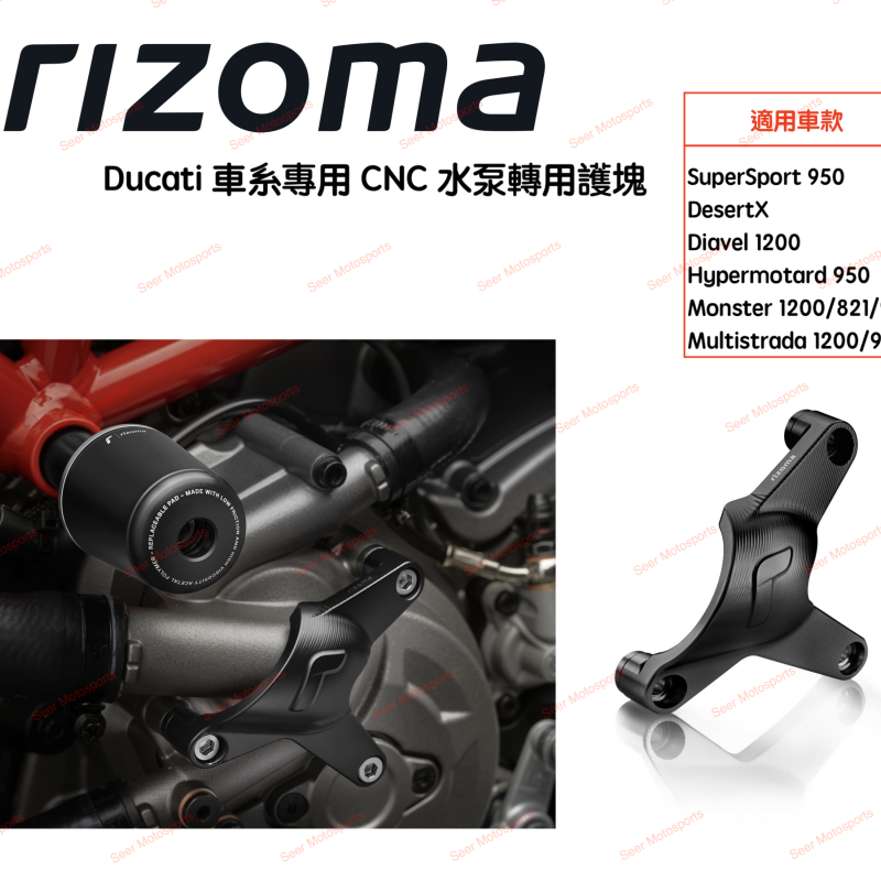 [Seer]台灣公司貨 Rizoma Ducati 車系 專用 CNC 水泵保護殼 Monster DesertX PM506B
